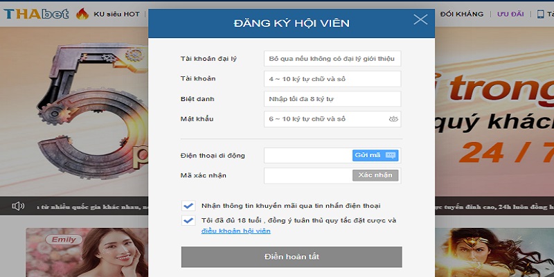Hướng dẫn đăng ký tài khoản tại Thienhabet