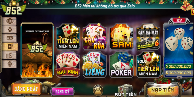 Sảnh game bài tại sân chơi B52 với đa dạng sản phẩm