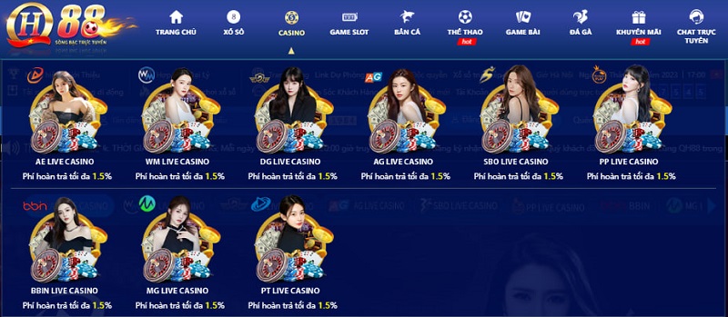 Trò chơi Baccarat tại sảnh Live Casino QH88