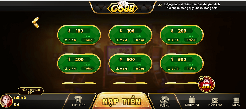 Hệ thống bàn đánh Phỏm tại Go88 apk cực thú vị